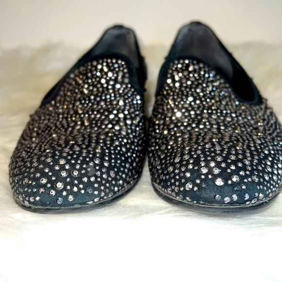 Stuart Weitzman Slipbead Studded Black Flats Sz-8 - Picture 9 of 9
